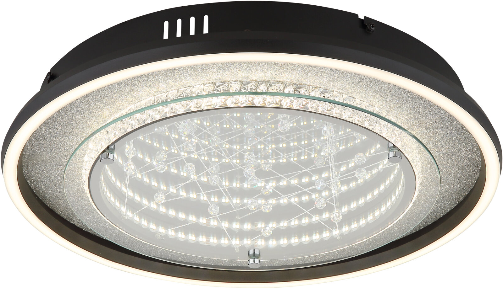 LED-Deckenleuchte - schwarz matt verspiegelt - silberfarben - 3D-Effekt - dimmbar - Ø 40 cm