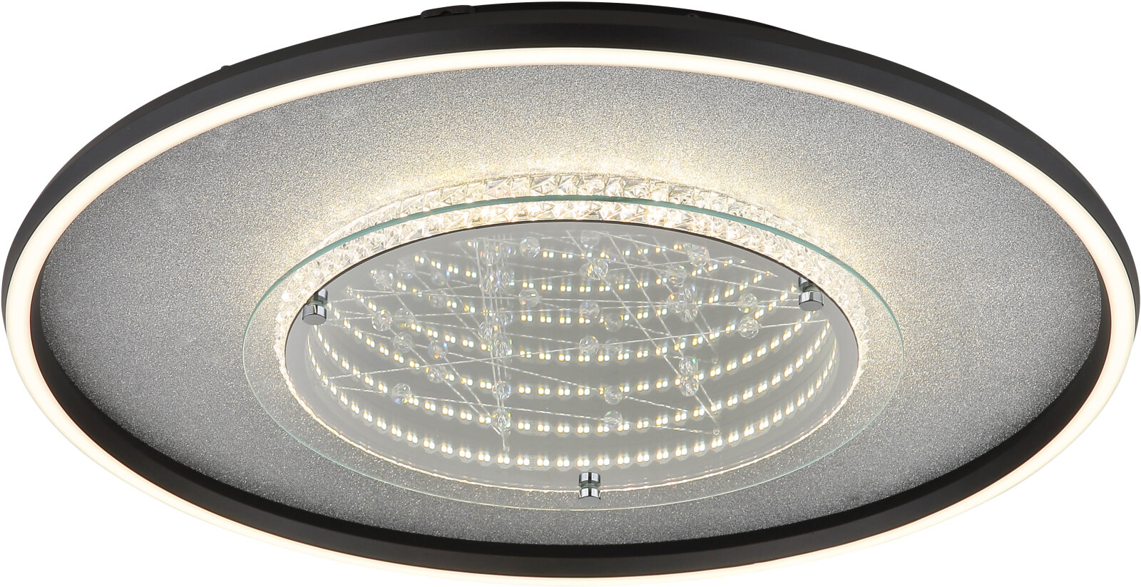 LED-Deckenleuchte - schwarz matt verspiegelt - silberfarben - 3D-Effekt - dimmbar - Ø 51 cm