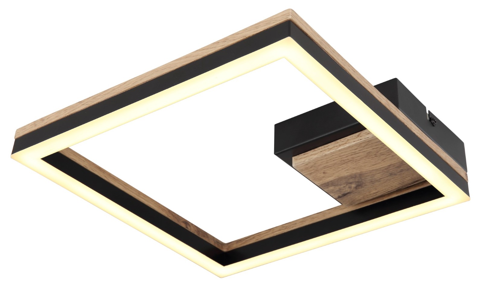 LED-Deckenleuchte - schwarz-natur - 27x27 cm