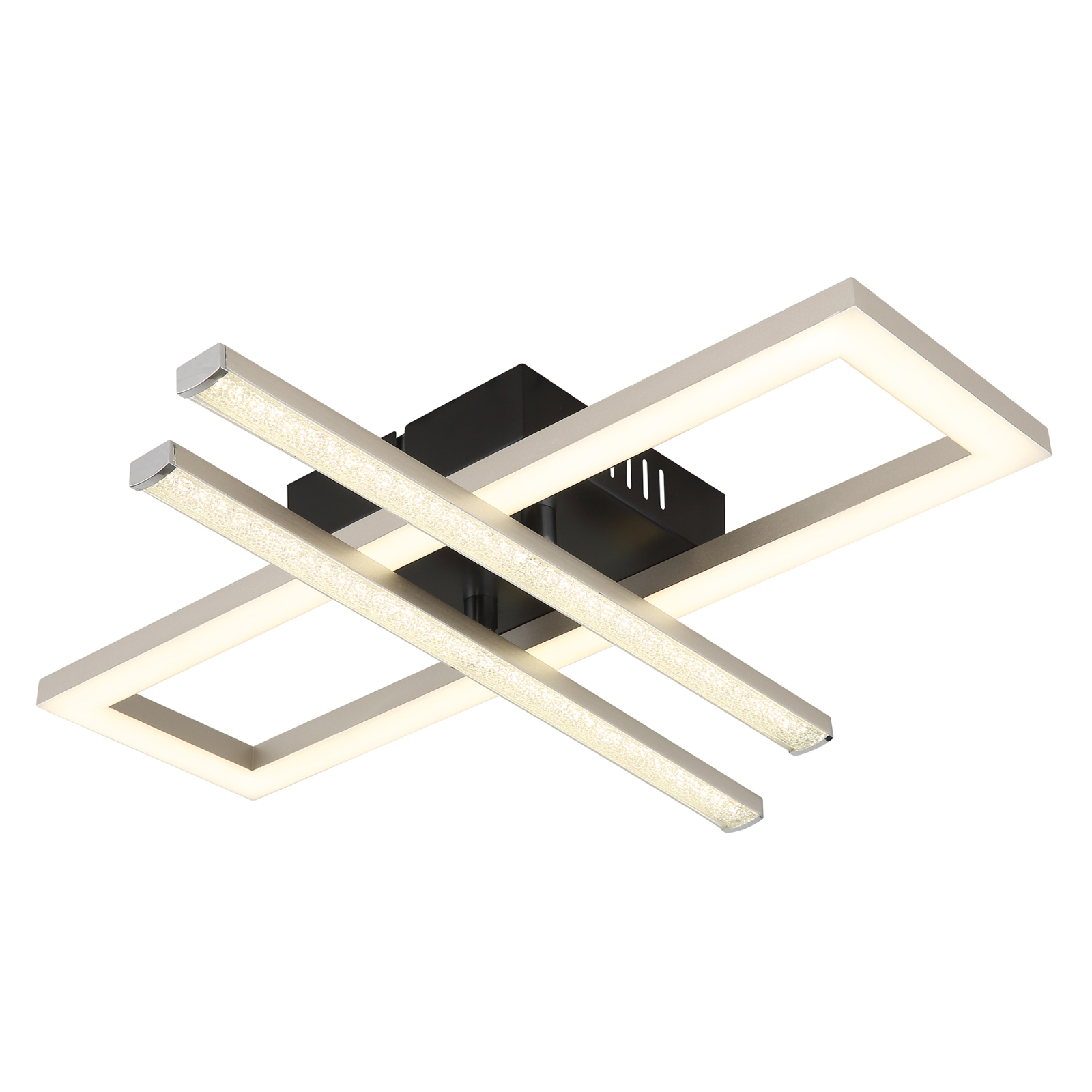 LED-Deckenleuchte - schwarz-nickelfarben-opal - 40 cm