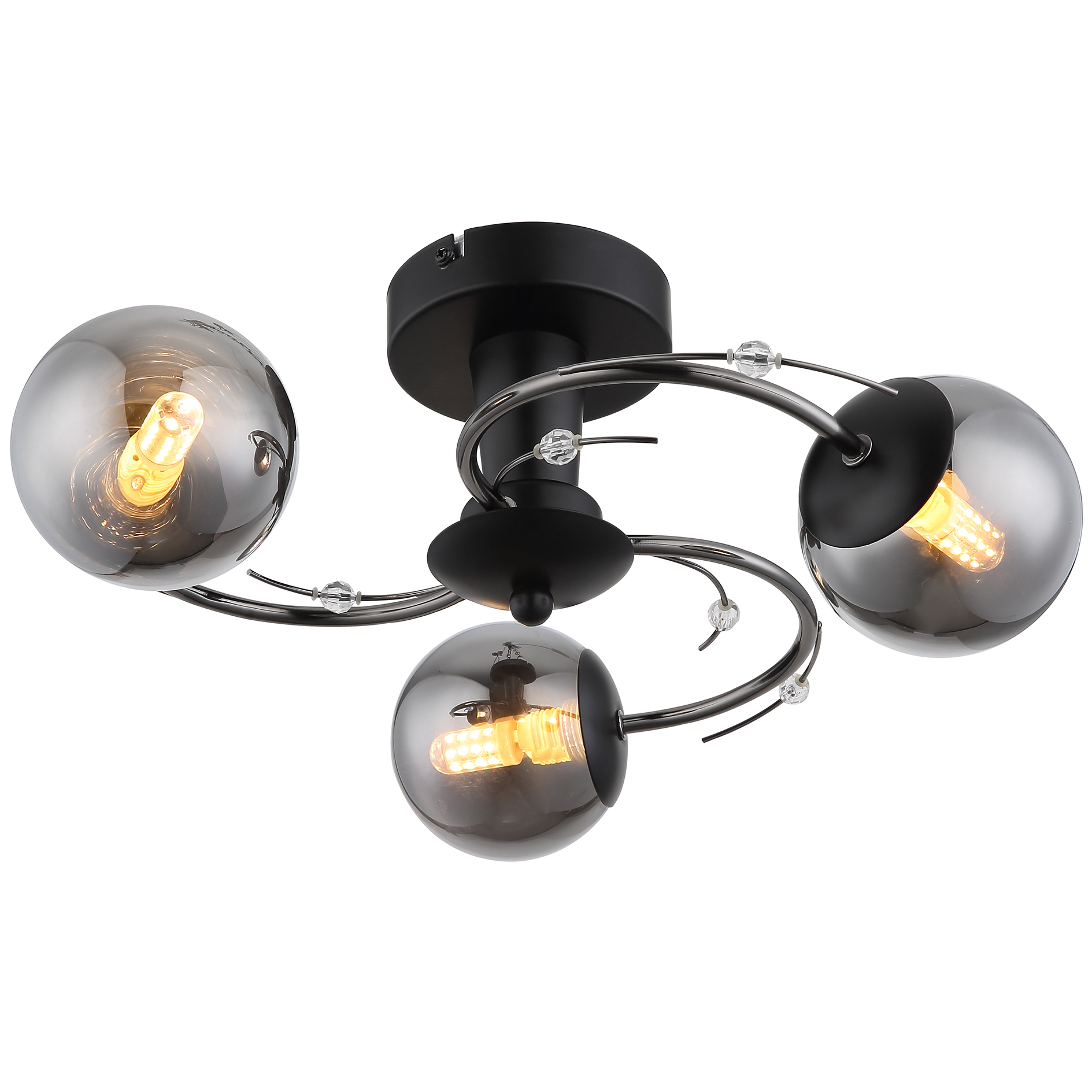 LED-Deckenleuchte - schwarz - rauchfarben - 3-flammig