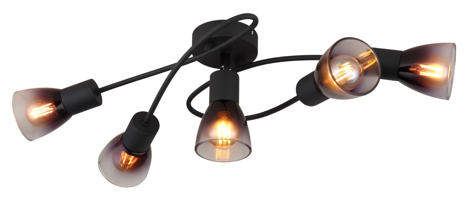 LED-Deckenleuchte - schwarz-rauchfarben - 5-flammig