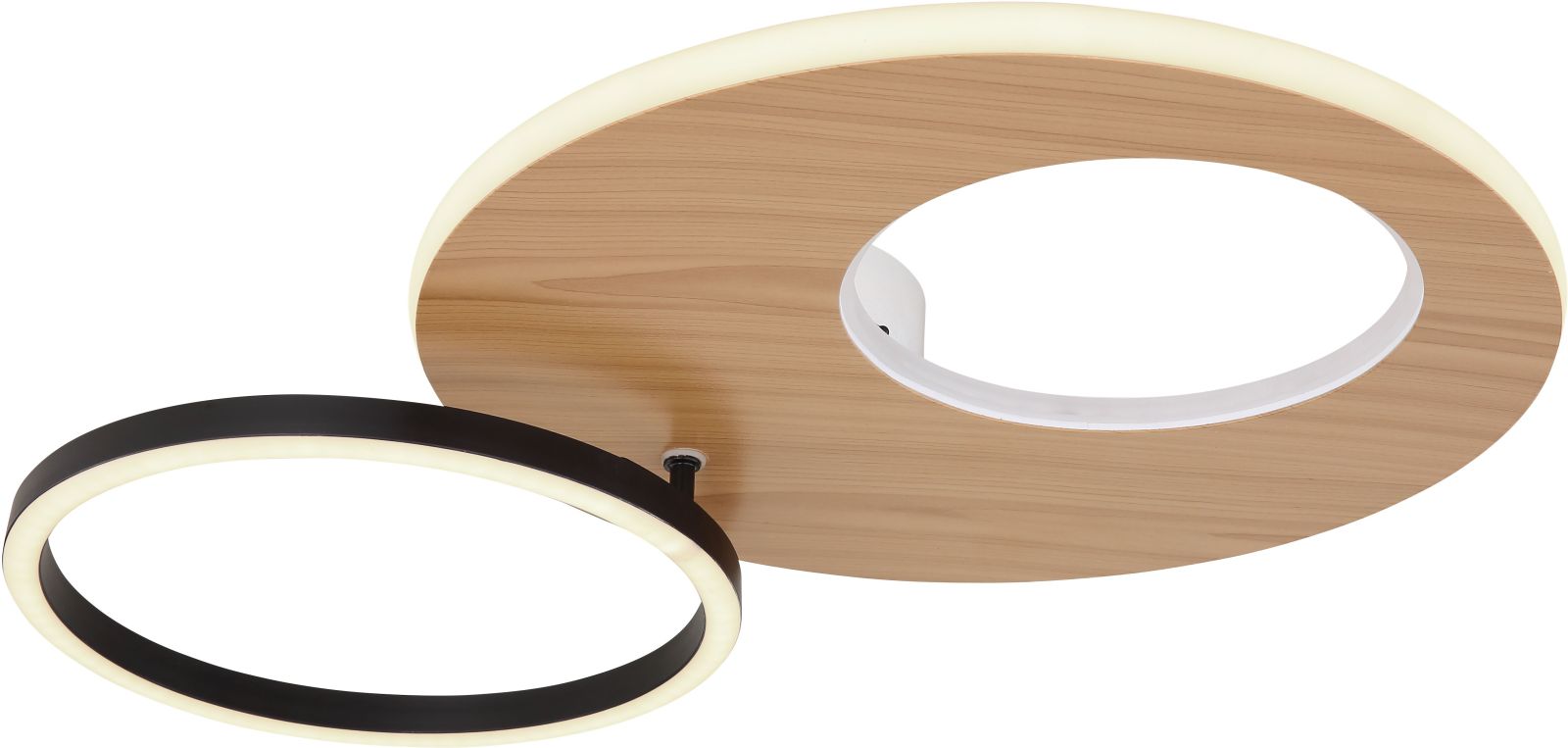 LED-Deckenleuchte - schwarz-weiß - Holzoptik- 61,2 cm