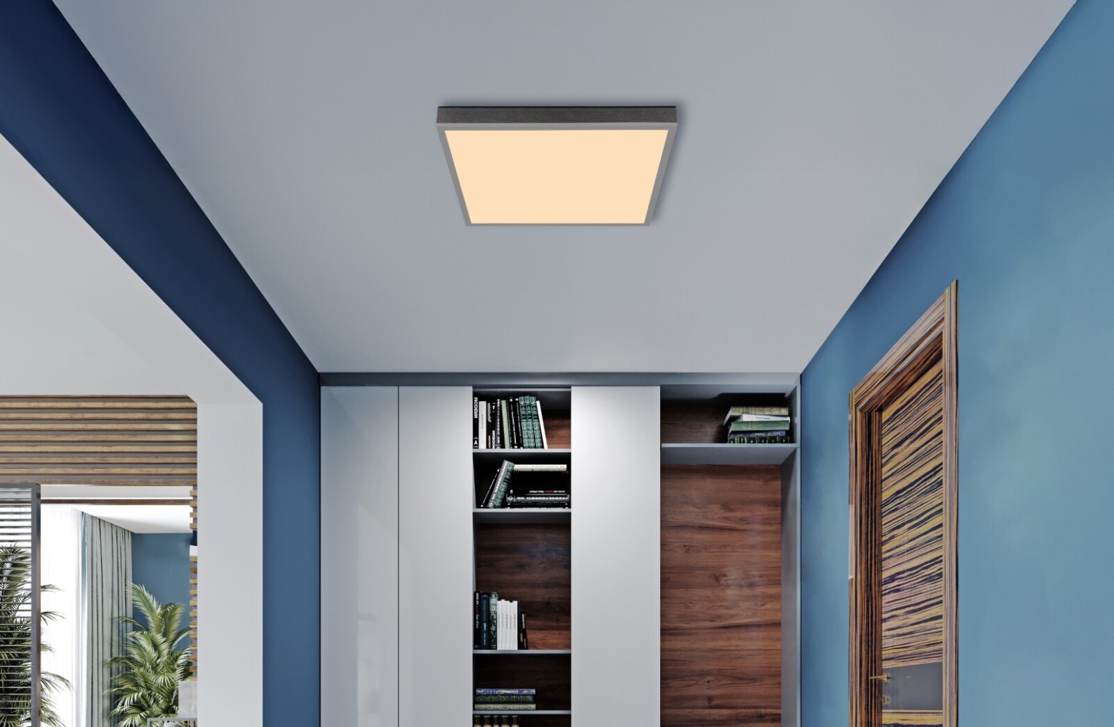LED-Deckenleuchte - silberfarben-grau-opal - 45x45 cm 
