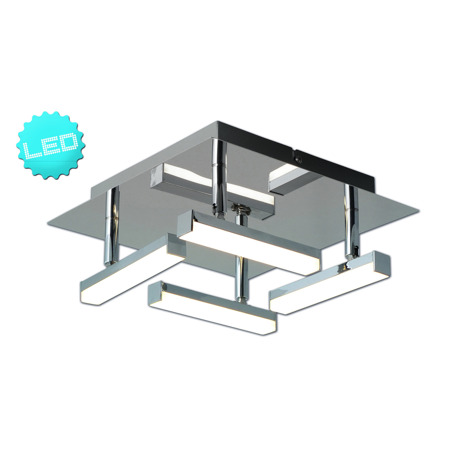 LED-Deckenleuchte TURIN - chrom - 4-flammig - 25x25 cm