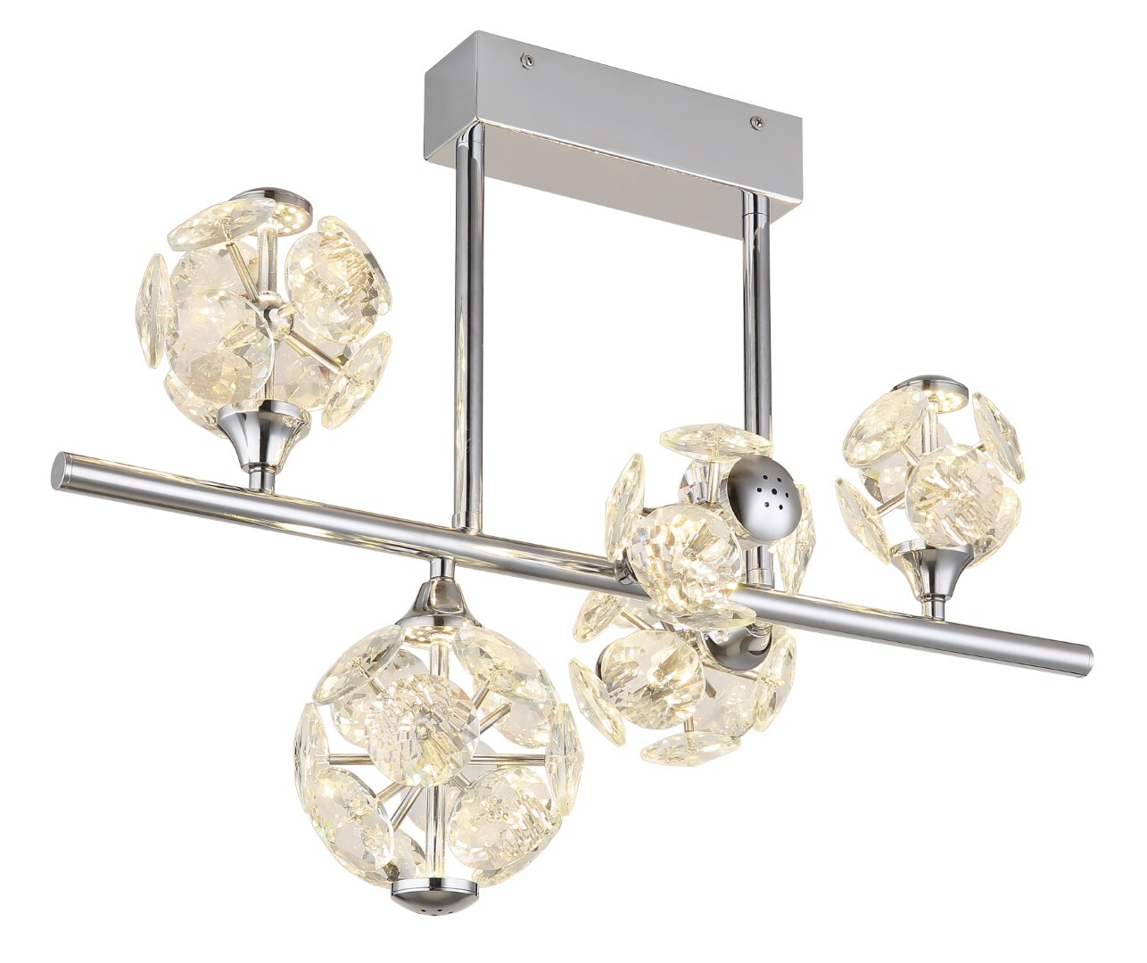 LED-Deckenleuchte - verchromt - klar - 5-flammig