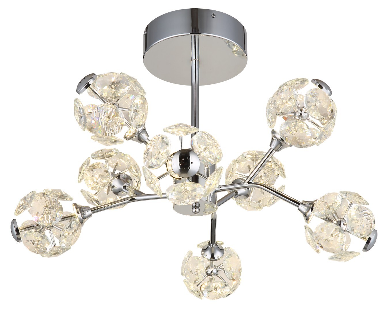 LED-Deckenleuchte - verchromt - klar - 8-flammig - Ø 68 cm