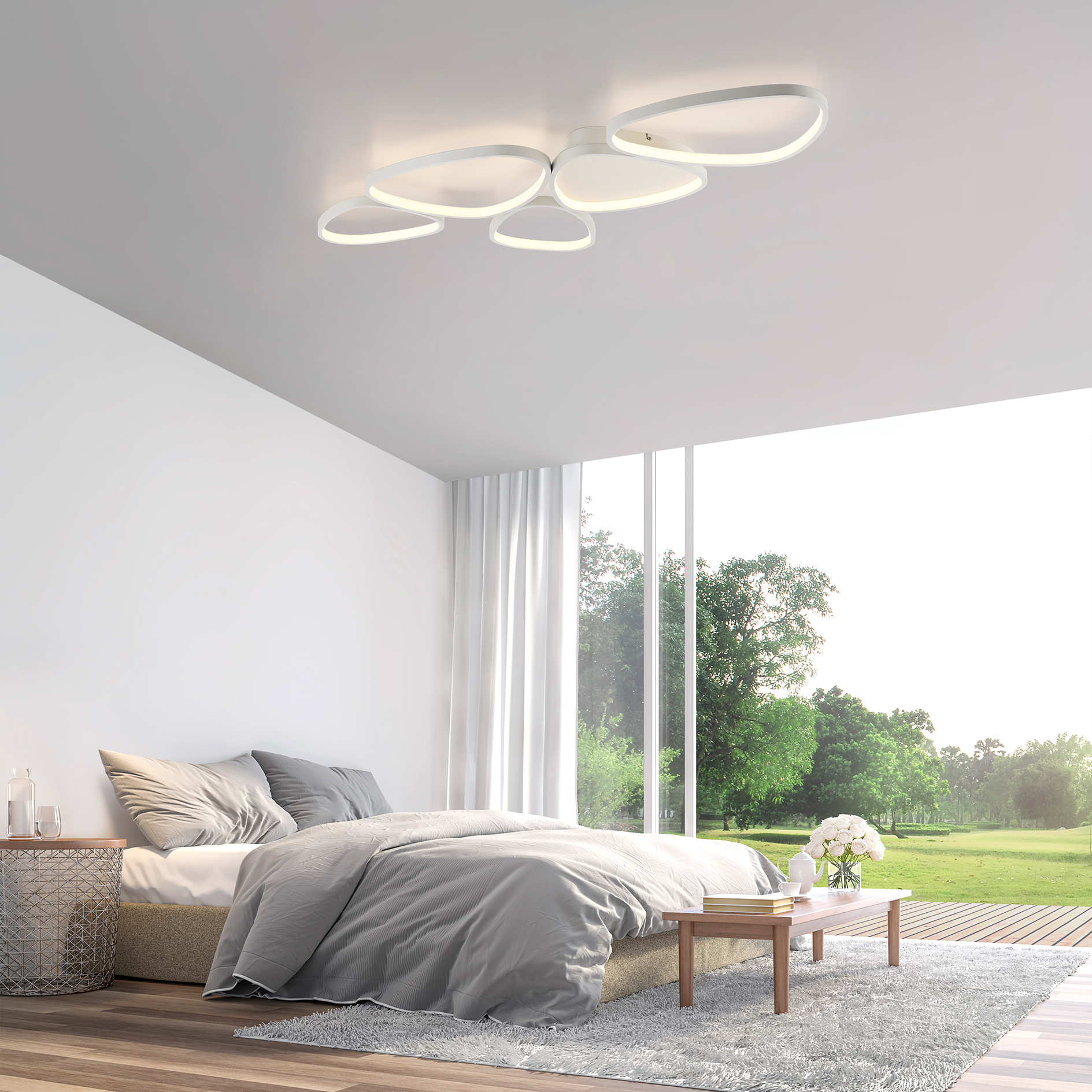 Lichtsse LED Deckenleuchte Dimmbar - 46W, 3220 Lumen, Mit Fernbedienung, Modernes 3-Ellipsen-Design, Weiß