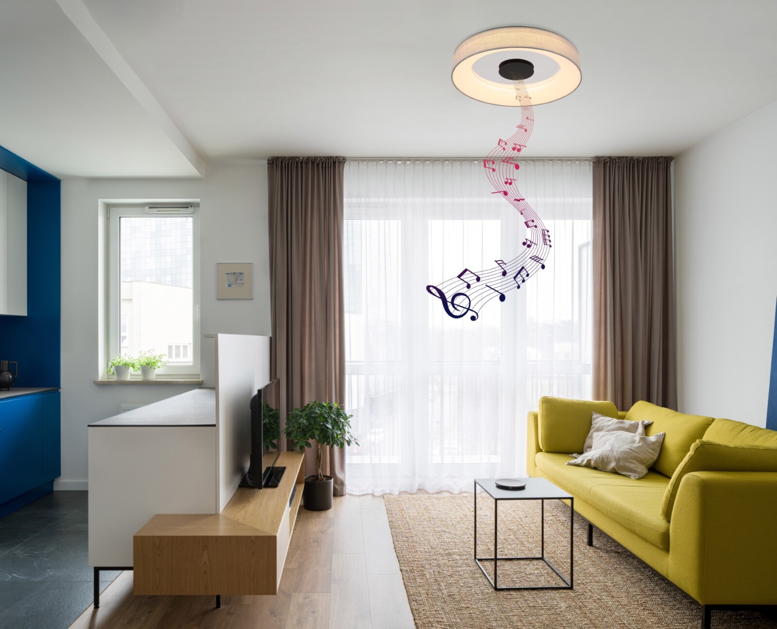LED-Deckenleuchte - weiß-grau - dimmbar - Ø 47 cm