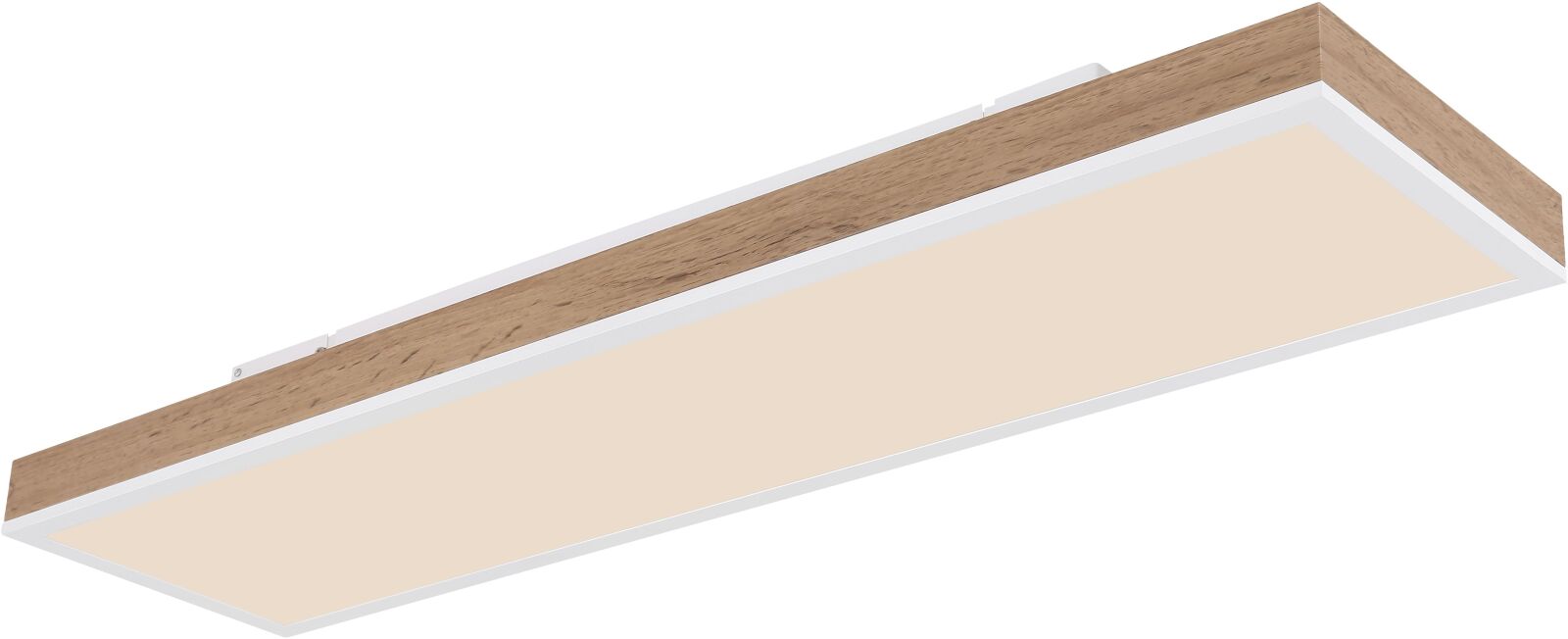 LED-Deckenleuchte - weiß matt - Holzoptik - mit Fernbedienung - 80 cm