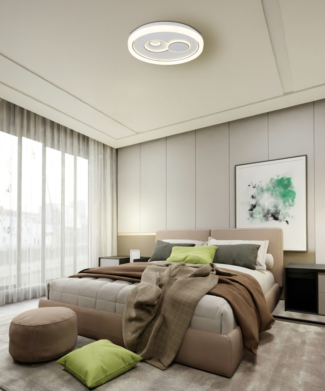 LED-Deckenleuchte - weiß-opal-schwarz - Memoryfunktion