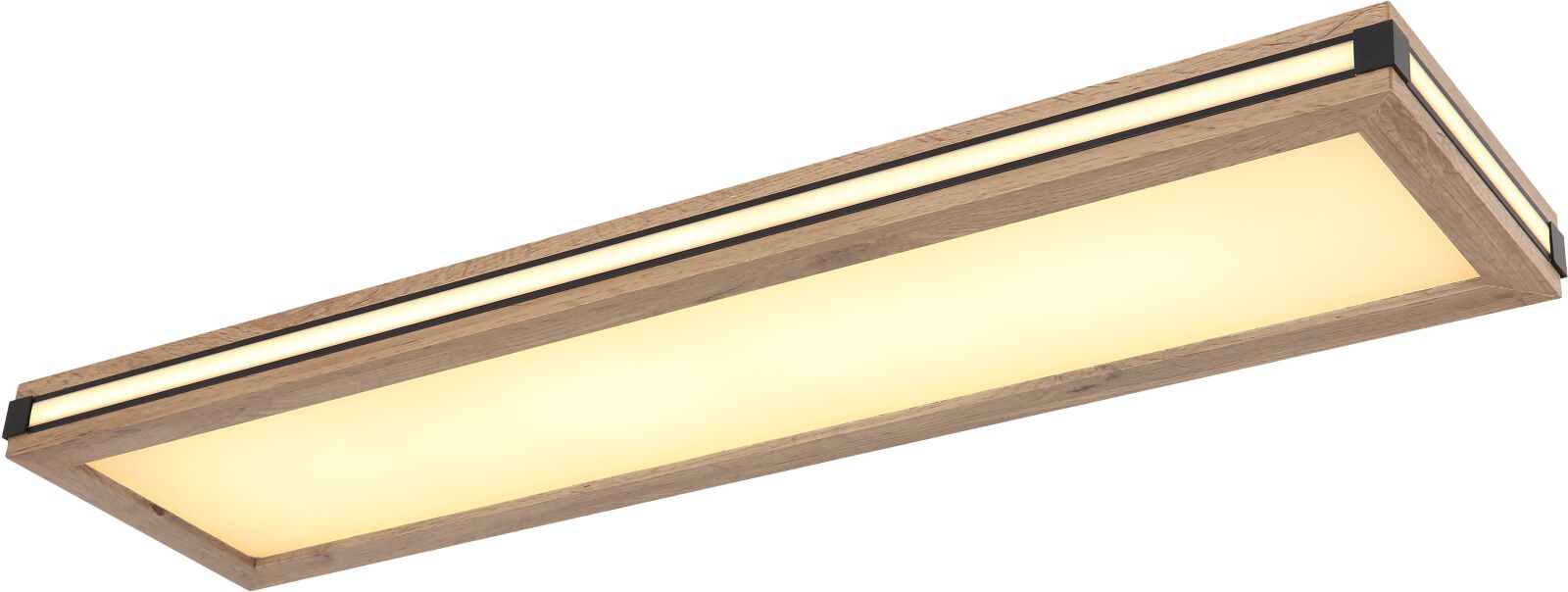LED-Deckenleuchte - weiß-schwarz-matt - Holzoptik dunkel - Memoryfunktion - 80 cm