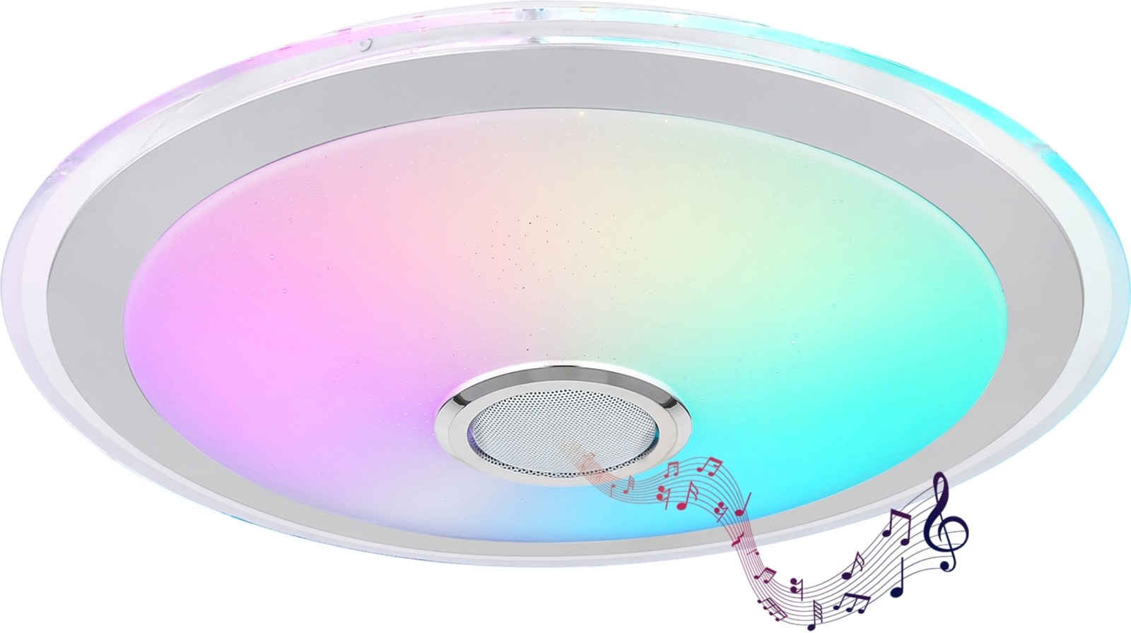 LED-Deckenleuchte - weiß-silbergrau - Regenbogeneffekt - mit Fernbedienung