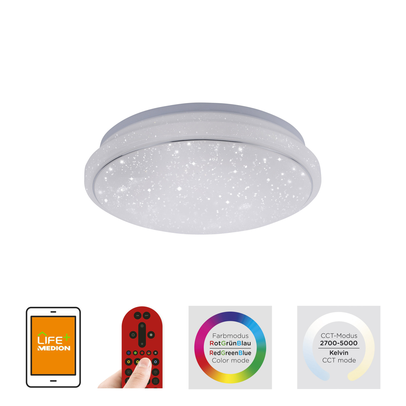 LED-Deckenleuchte - weiß - SmartHome - mit Fernbedienung - 35 cm