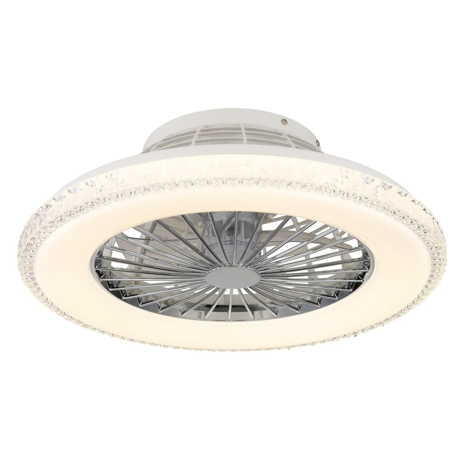 LED-Deckenventilator - chrom - opal - Acrylkristalle - Ø 50 cm