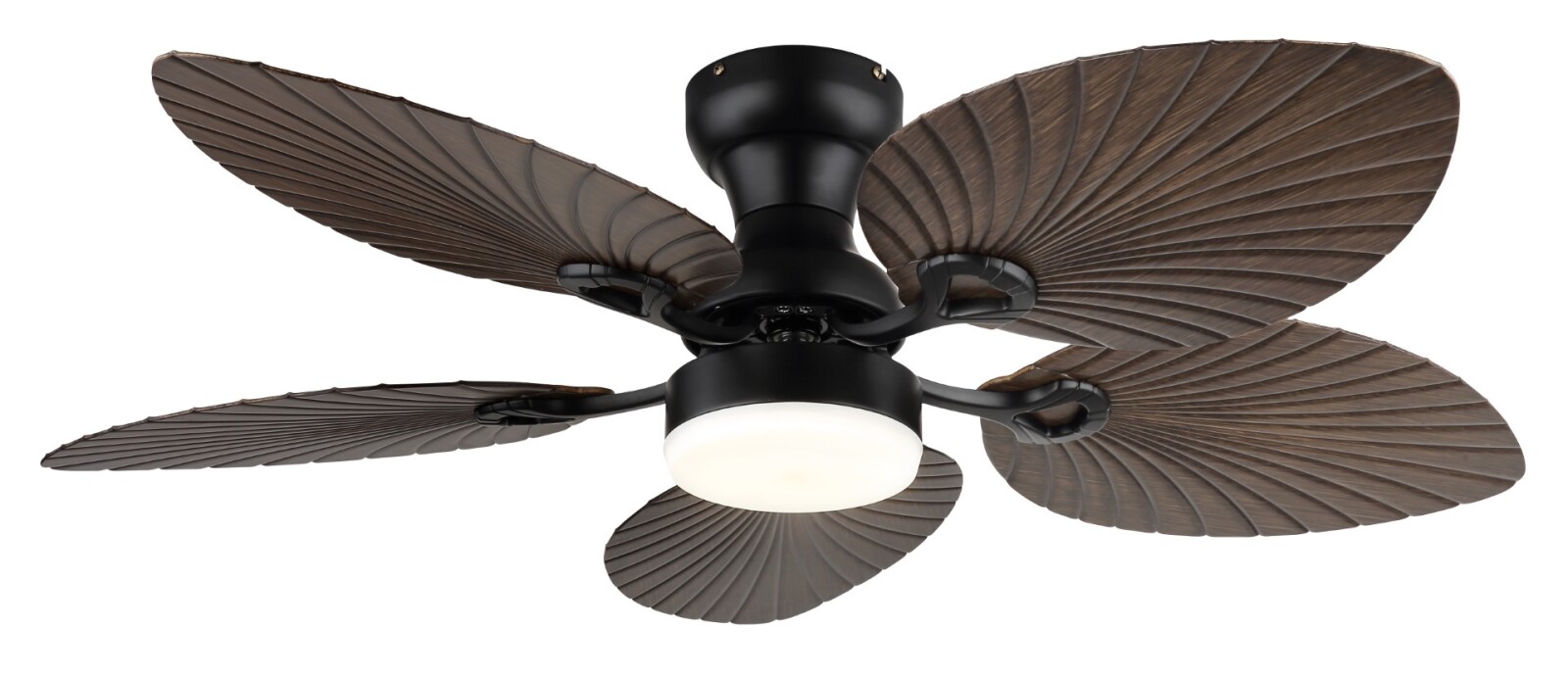 LED-Deckenventilator - schwarz matt - Holzoptik dunkel - Ø 107 cm