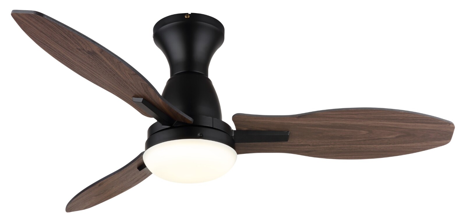 LED-Deckenventilator - schwarz matt - Holzoptik dunkel - mit Fernbedienung - Ø 107 cm