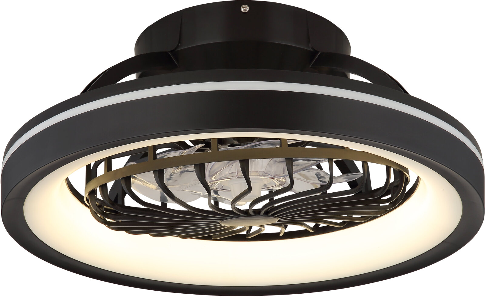 LED-Deckenventilator - schwarz matt - opal - Memoryfunktion - Ø 48 cm