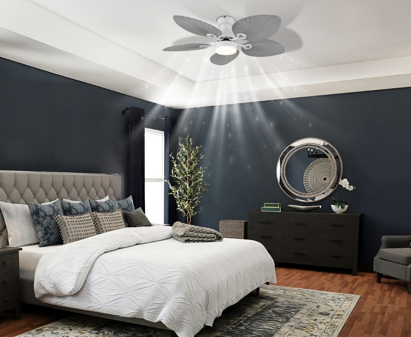 LED-Deckenventilator - weiß matt - grau matt - Ø 107 cm