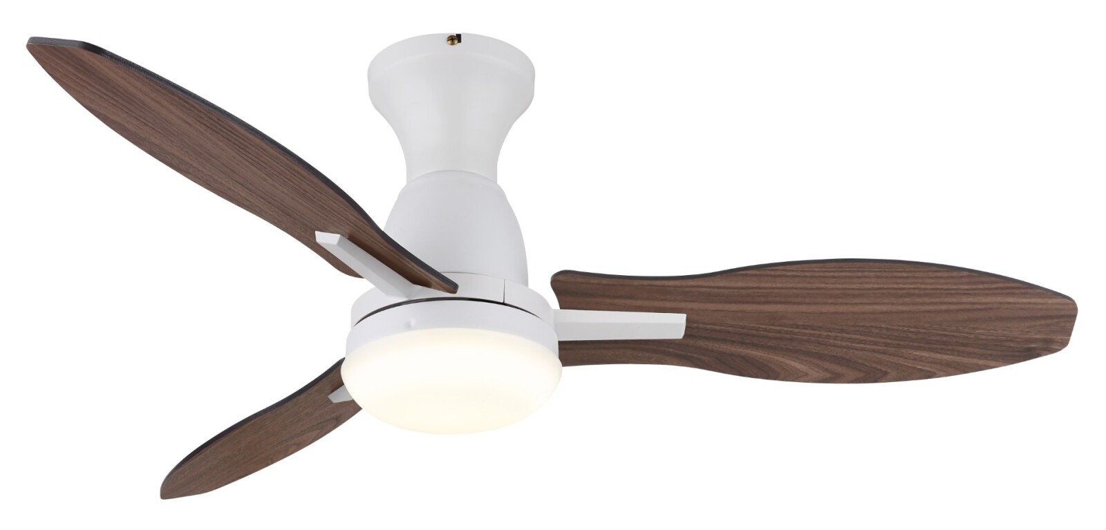 LED-Deckenventilator - weiß matt - Holzoptik dunkel - Memoryfunktion - Ø 107 cm