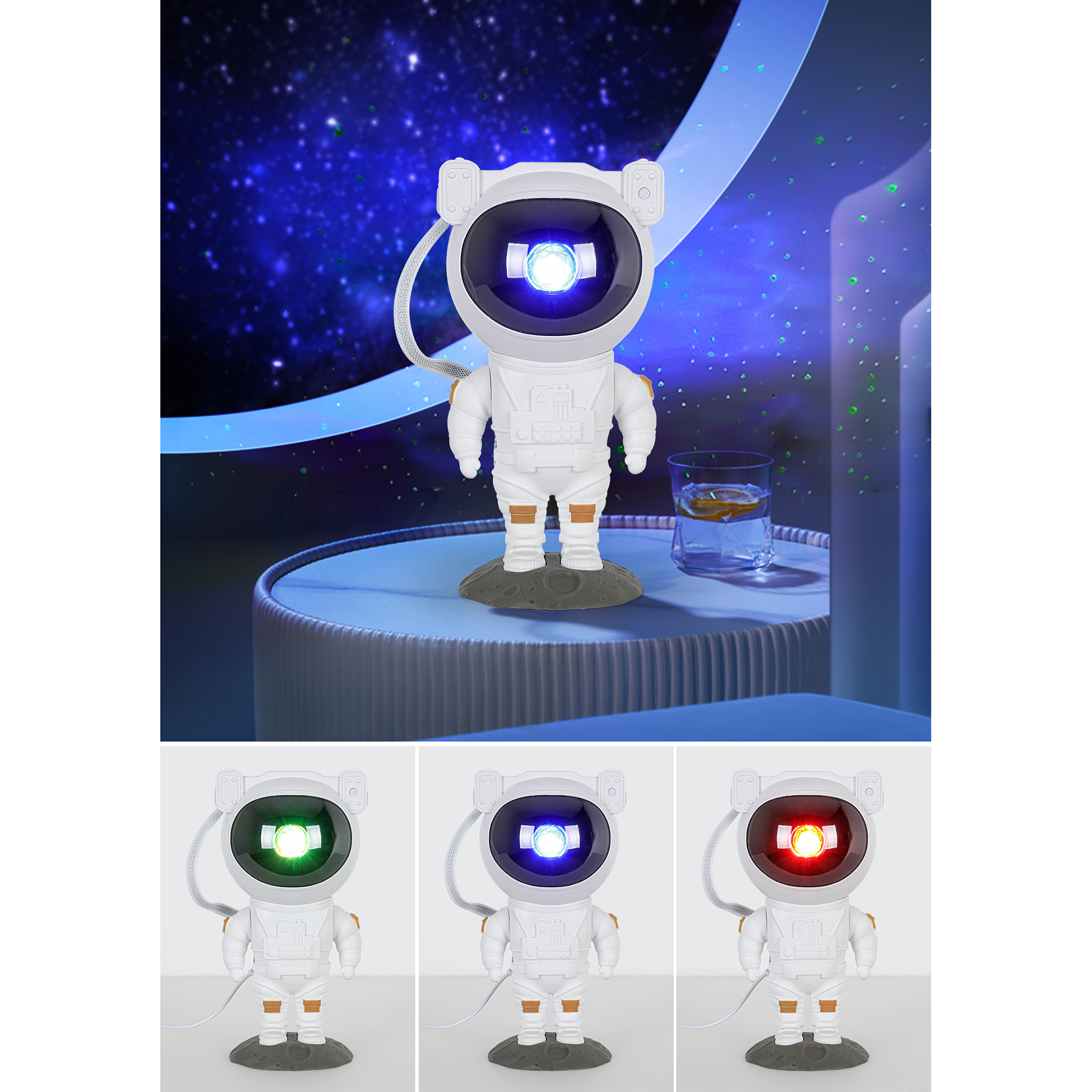 LED-Deko-Tischleuchte ASTRONAUT - weiß-schwarz