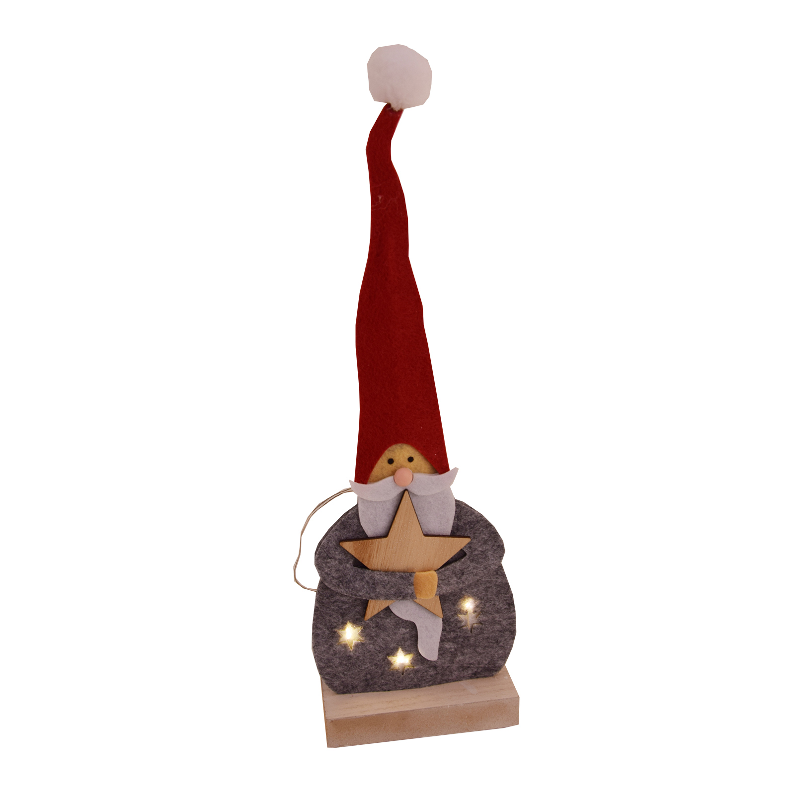 LED-Dekofigur WEIHNACHTSMANN - grau-rot - 35 cm