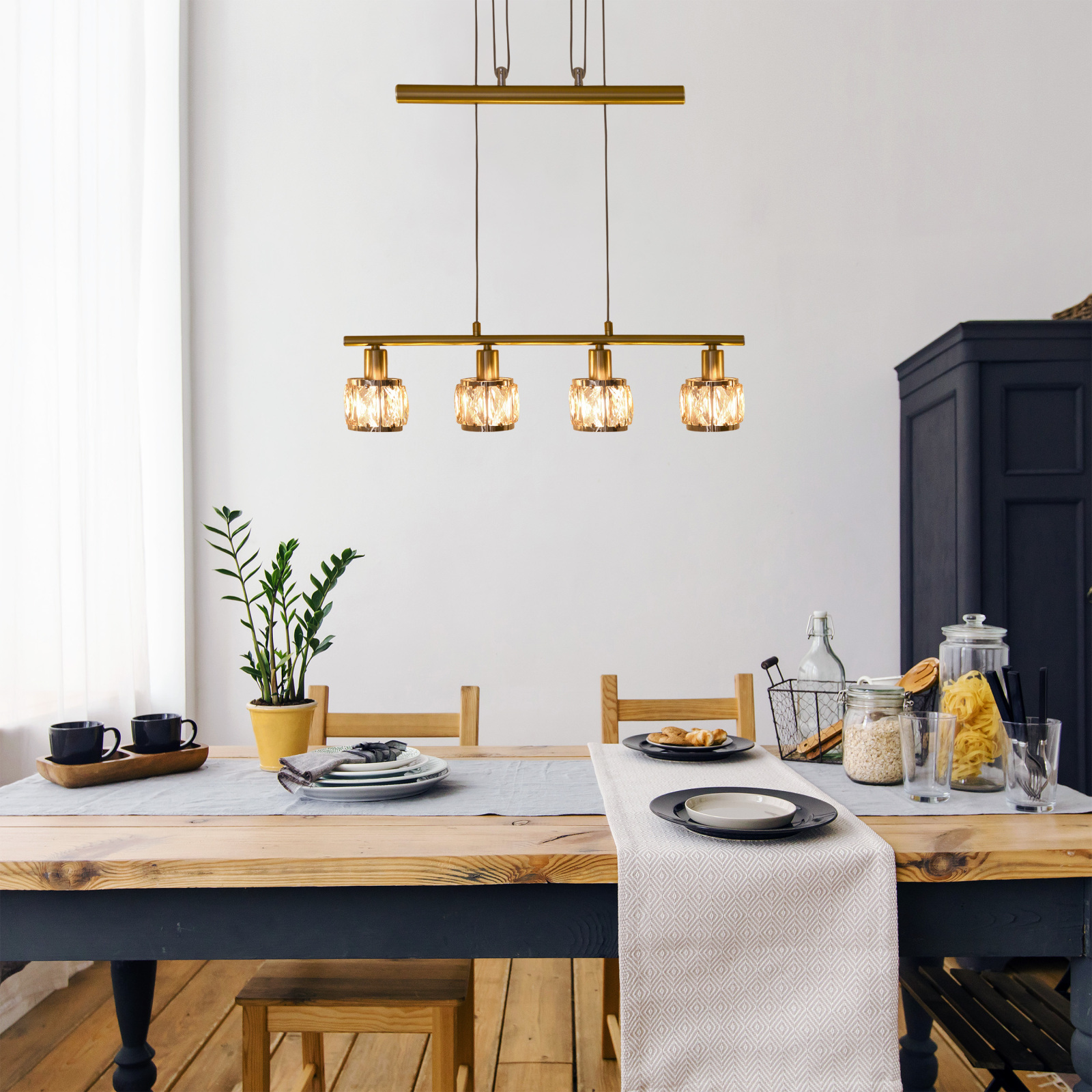 LED-Gegenzugpendelleuchte JOSEFA - gold - 100 cm hoch