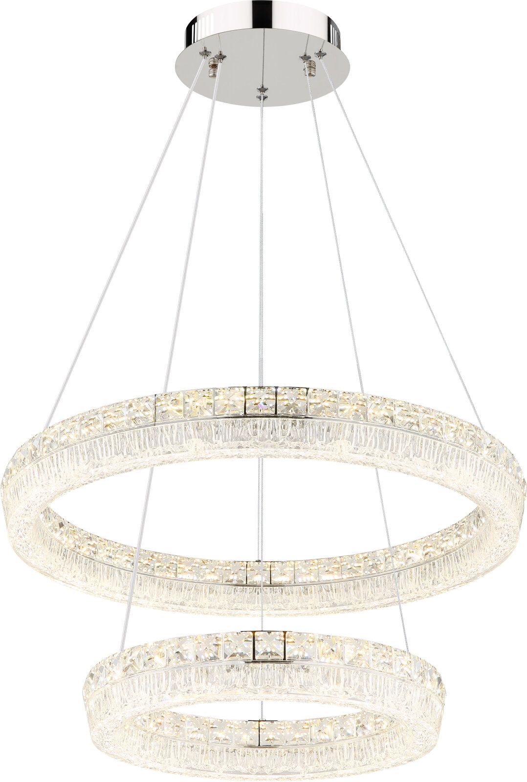 LED-Hängeleuchte - chromfarben-klar - mit Fernbedienung - Ø 60 cm