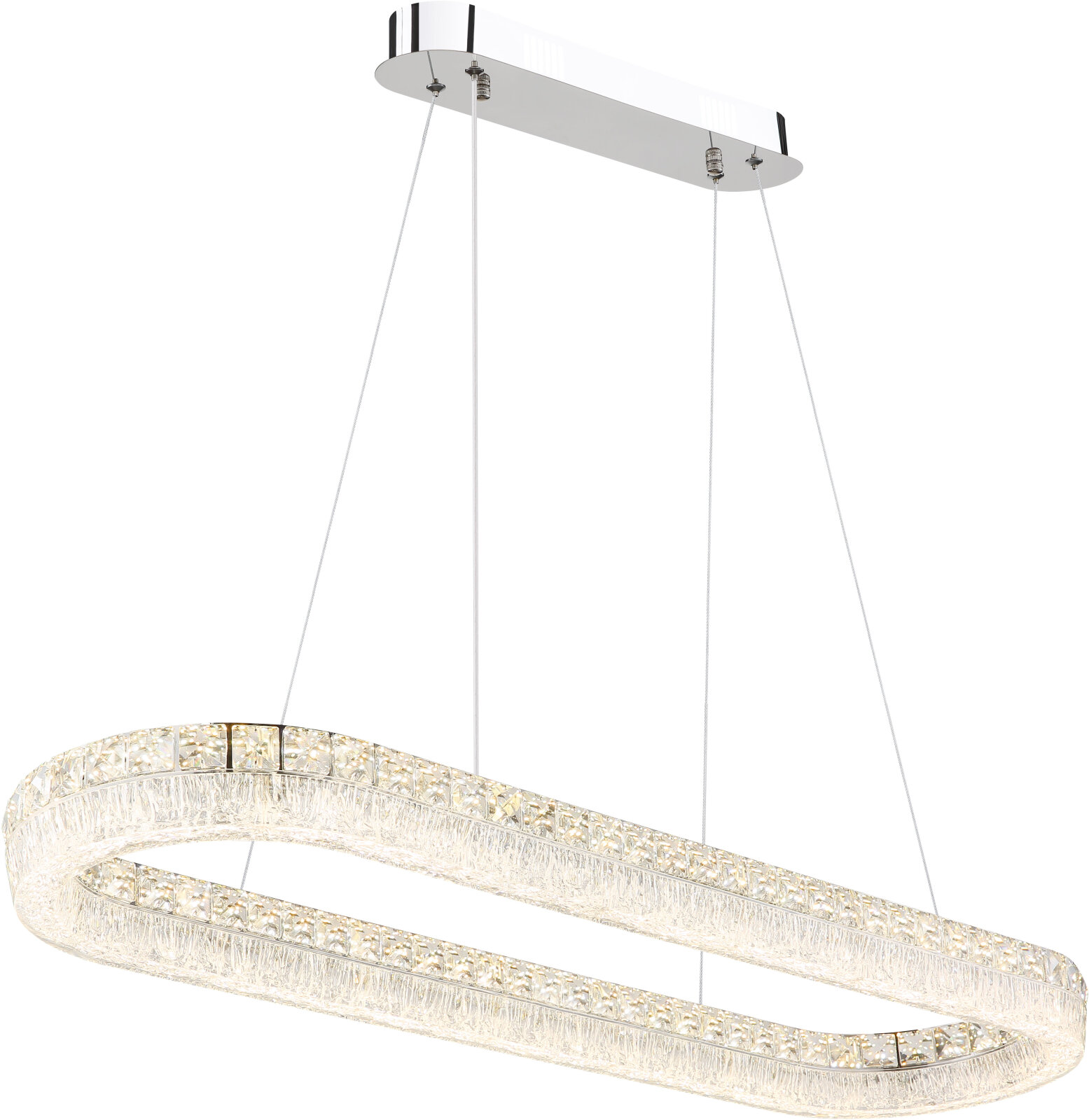 LED-Hängeleuchte - chromfarben-klar - mit Fernbedienung - 100 cm breit