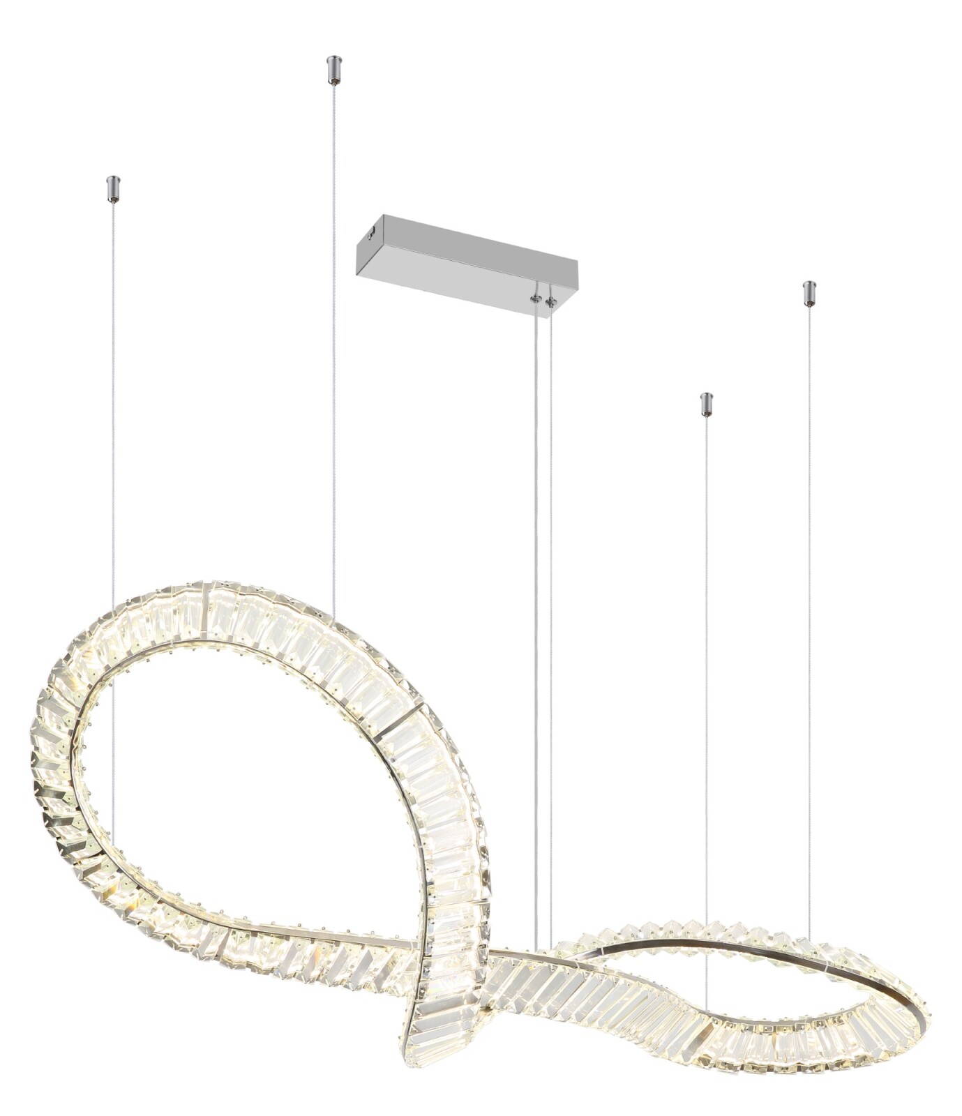 LED-Hängeleuchte - chromfarben-klar - mit Fernbedienung - 110 cm