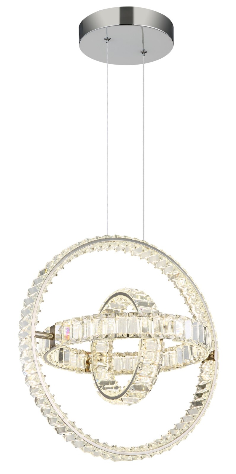 LED-Hängeleuchte - chromfarben-klar - mit Fernbedienung - 50 cm