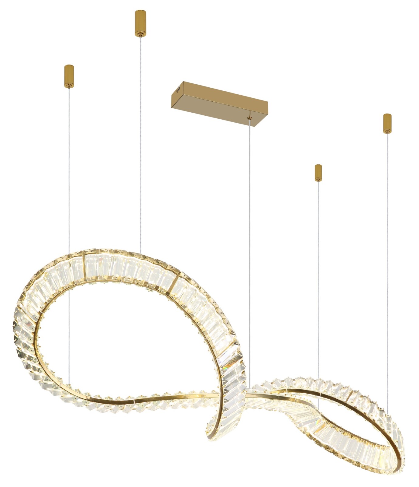 LED-Hängeleuchte - goldfarben-klar - mit Fernbedienung - 110 cm