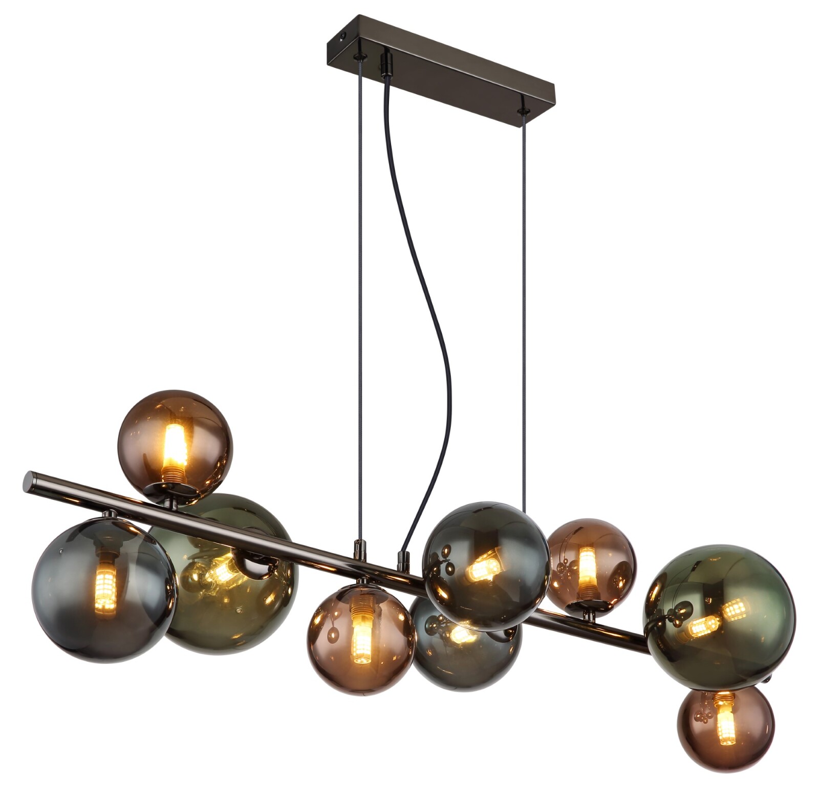 LED-Hängeleuchte - grau matt - Metall - 9-flammig