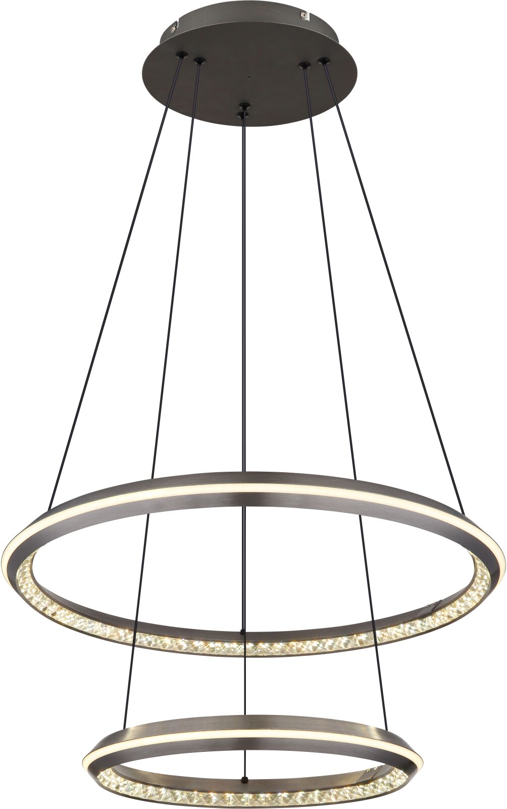 LED-Hängeleuchte - grau matt - opal - Ø 60 cm