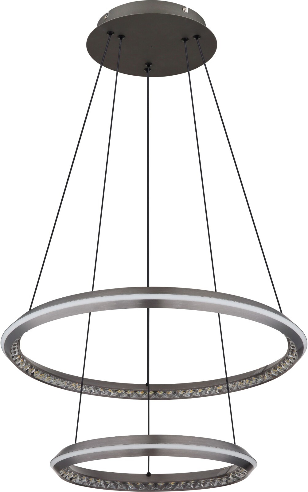 LED-Hängeleuchte - grau matt - opal - Ø 60 cm 
