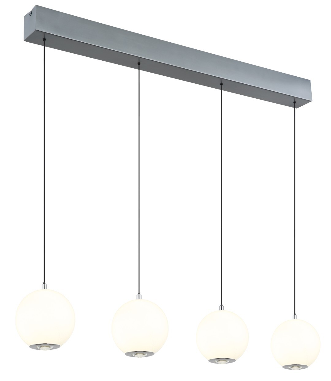 LED-Hängeleuchte - grau matt - opal klar - 4 Glaskugeln