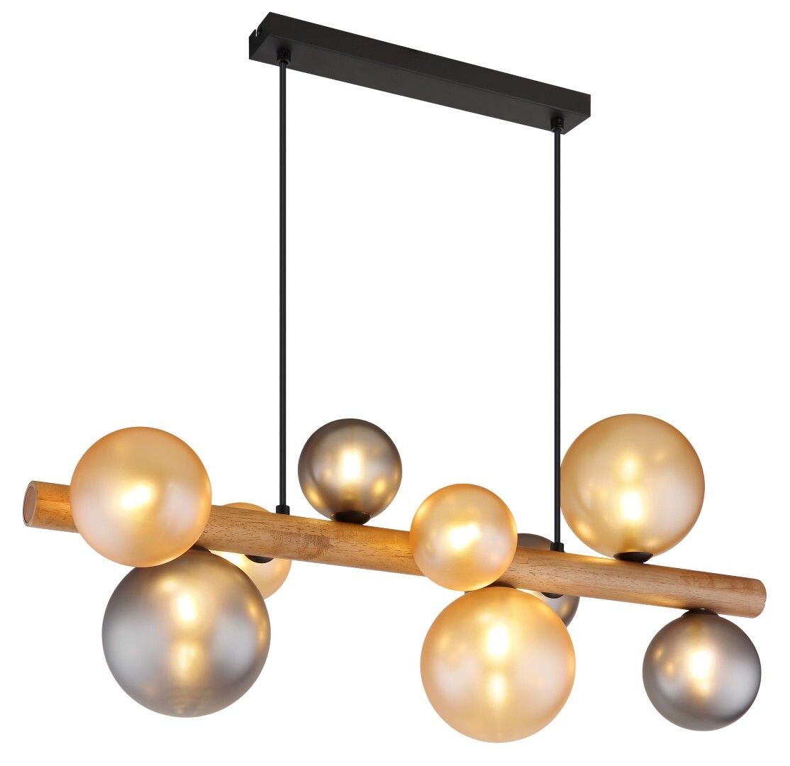 LED-Hängeleuchte - holzfarben - multicolor - 9-flammig