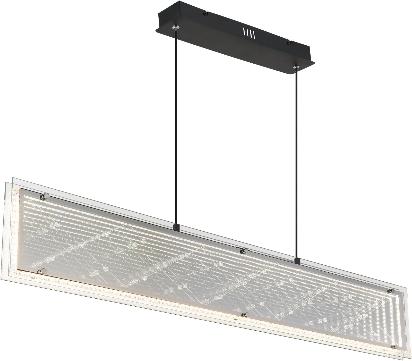 LED-Hängeleuchte - klar-schwarz verspiegelt - 3D-Effekt - dimmbar - 113 cm