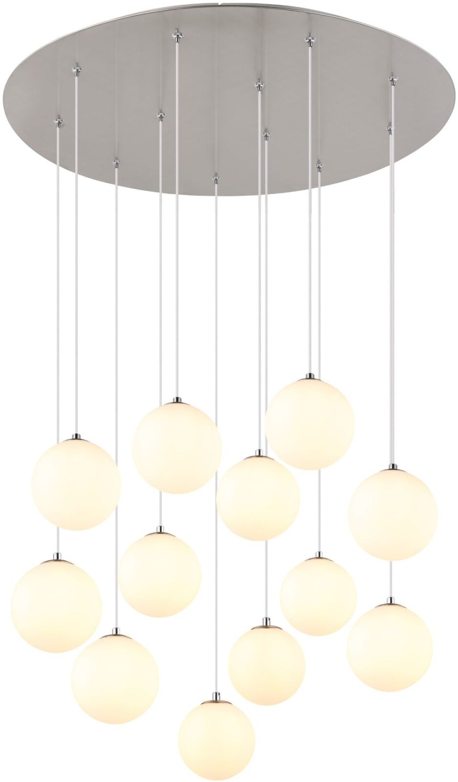 LED-Hängeleuchte - Nickel matt - opal - 12-flammig