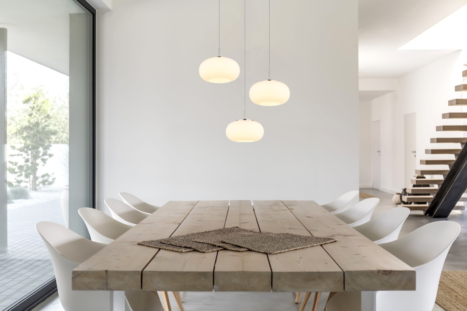 LED-Hängeleuchte - Nickel matt - opal - 3-flammig