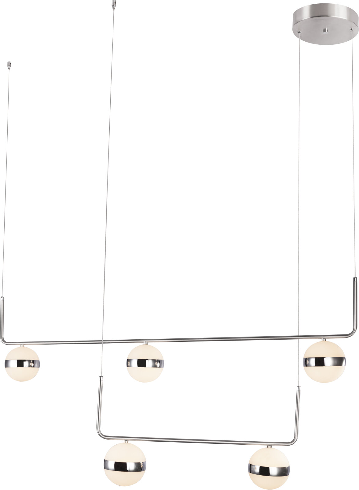 LED-Hängeleuchte - Nickel matt - opale Glaskugeln - 130 cm