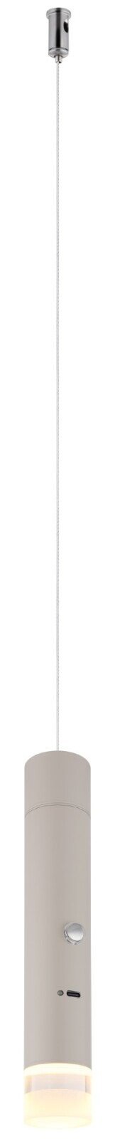 LED-Hängeleuchte - sandfarben matt - Touchdimmer - mit Magnet - Taschenlampe