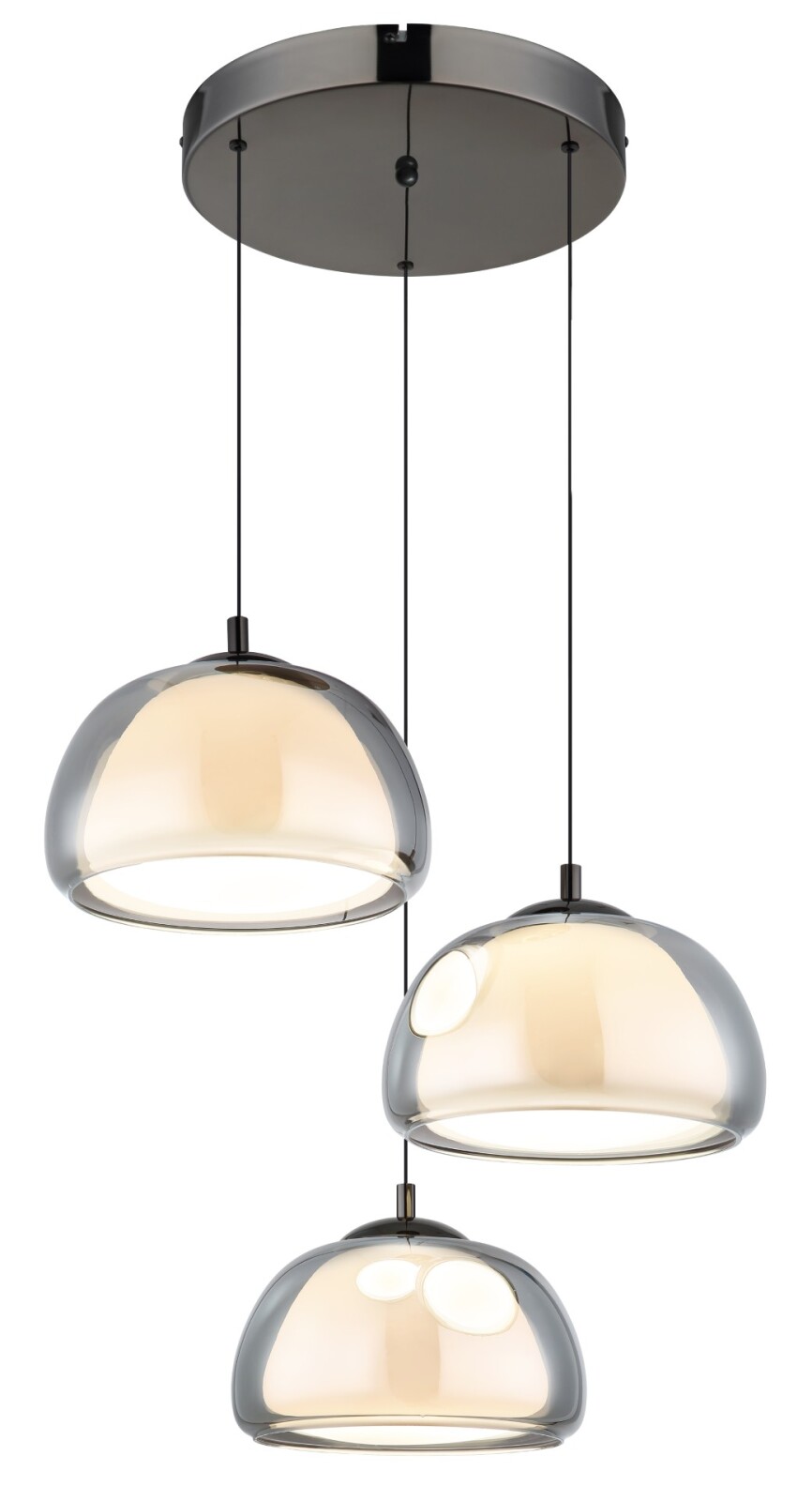 LED-Hängeleuchte - schwarz chrom - rauchfarben opal - Memoryfunktion - Ø 50 cm