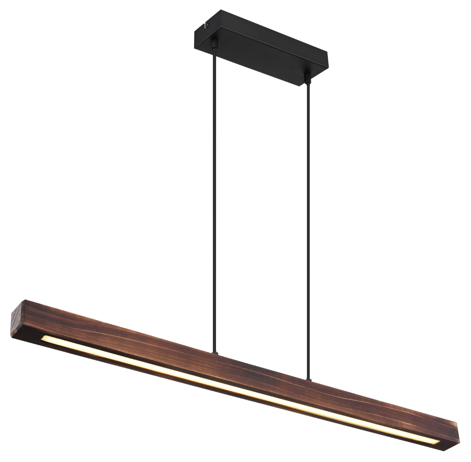 LED-Hängeleuchte - schwarz-holzfarben - 90 cm