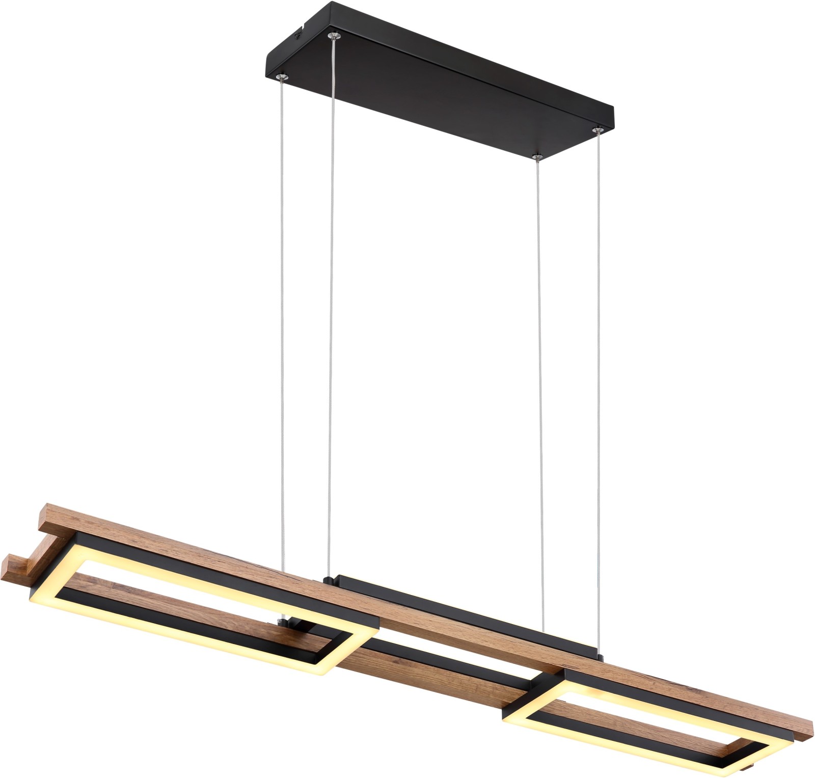 LED-Hängeleuchte - schwarz matt-holzfarben - 100 cm