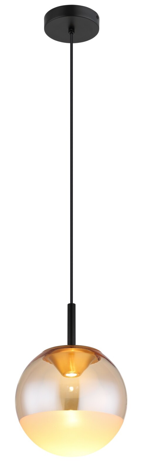 LED-Hängeleuchte - schwarz matt - messingfarben amber - Ø 25 cm