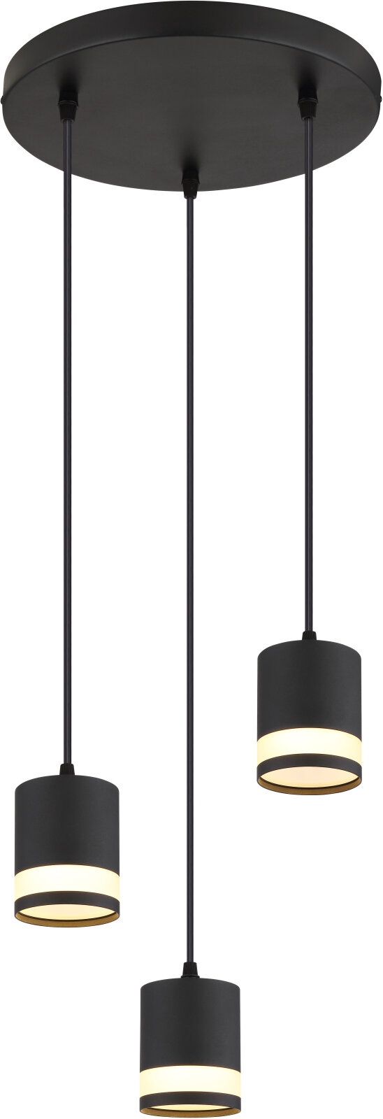 LED-Hängeleuchte - schwarz matt - opal - 3-flammig - Ø 30 cm