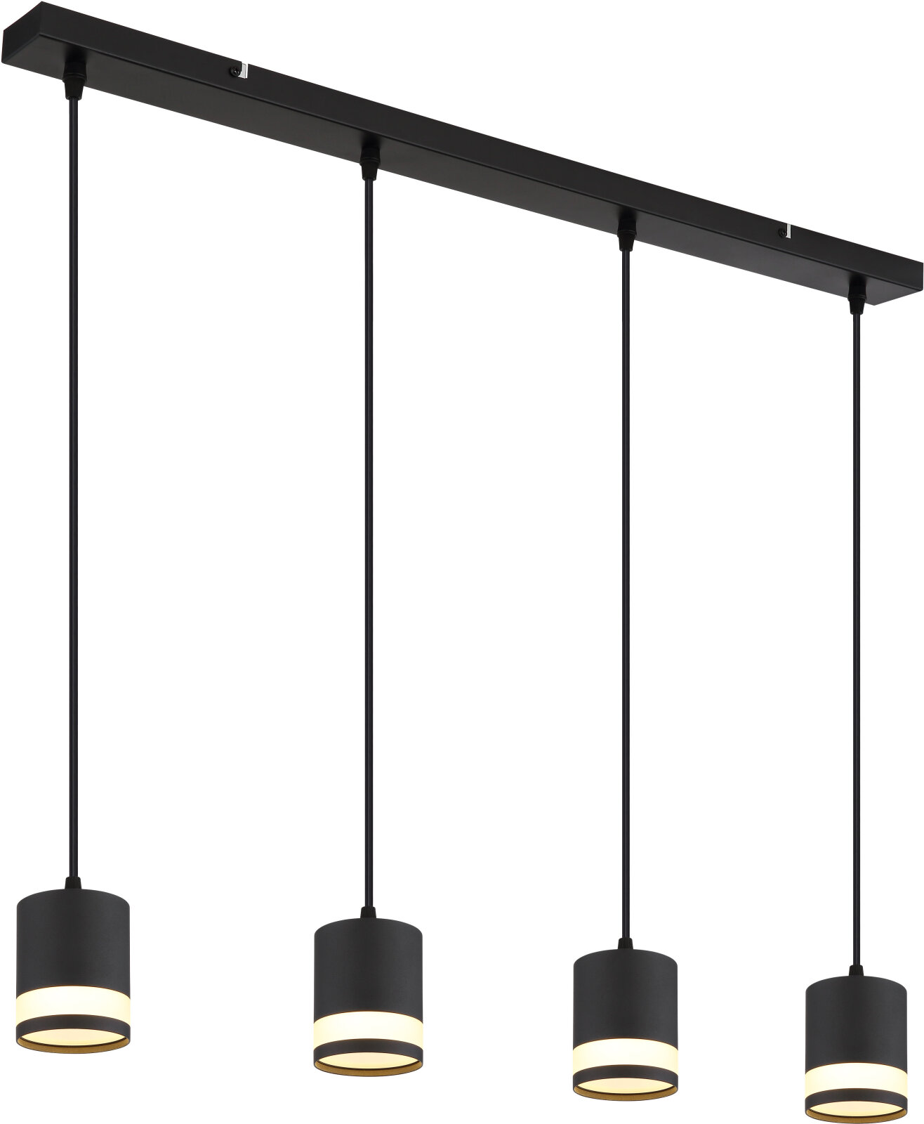LED-Hängeleuchte - schwarz matt - opal - 4-flammig - 80 cm