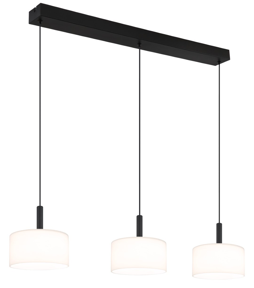 LED-Hängeleuchte - schwarz matt - opal - Alabasteroptik - 3-flammig
