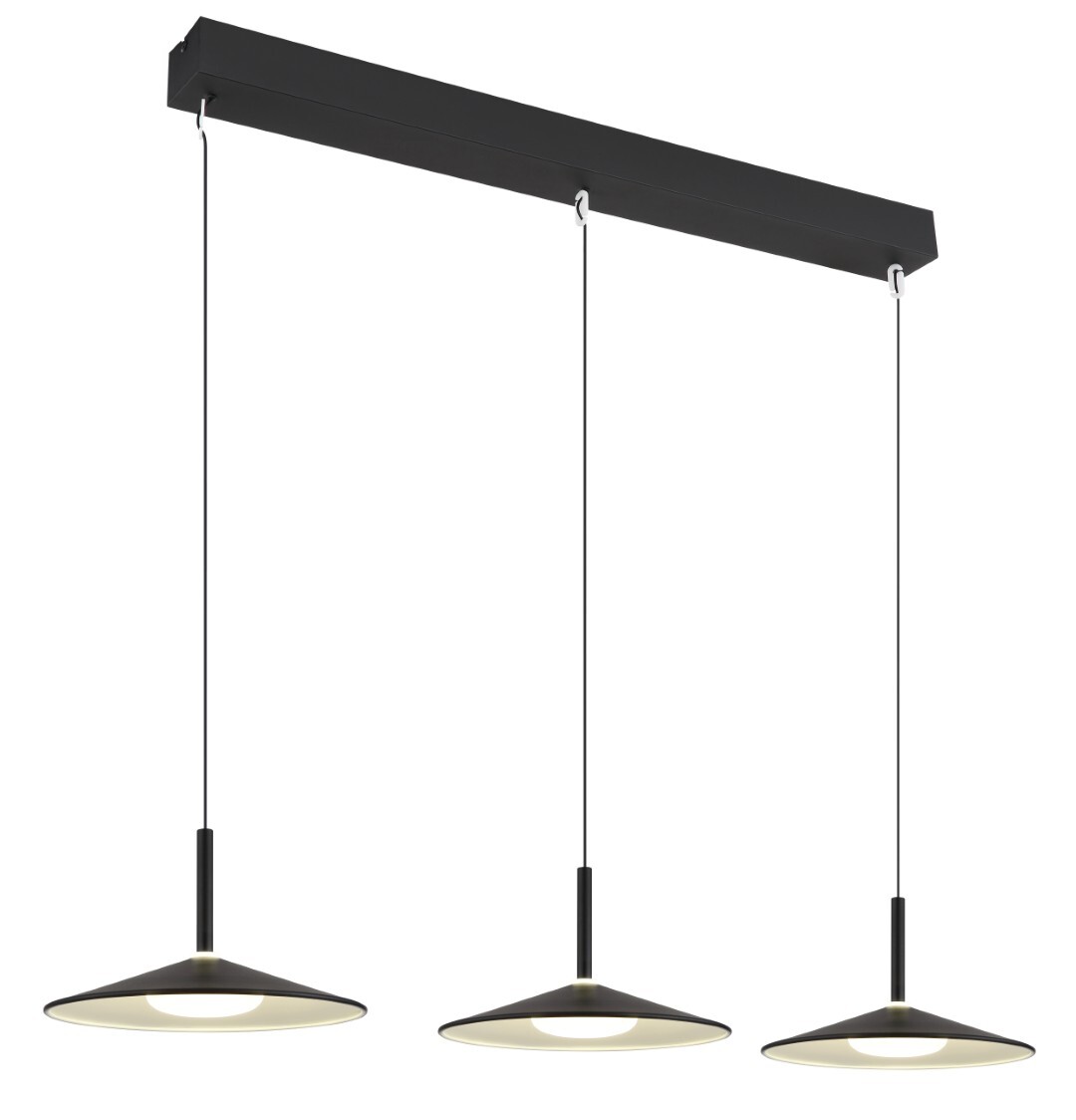 LED-Hängeleuchte - schwarz matt - opal - höhenverstellbar - 95 cm